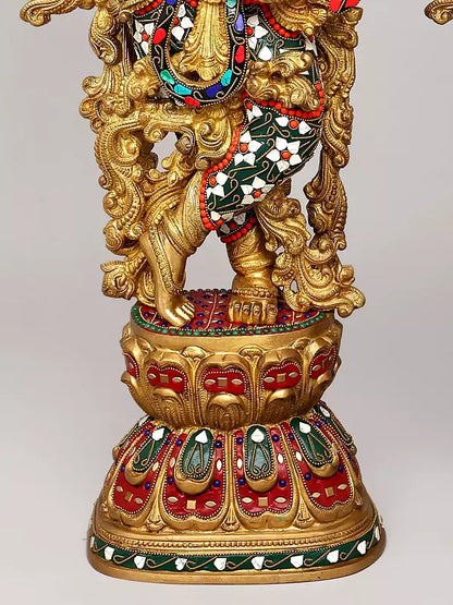 Brassaura® Brass Radha Krishna Statue | Height 29 Inches & Weight 41.80 kg