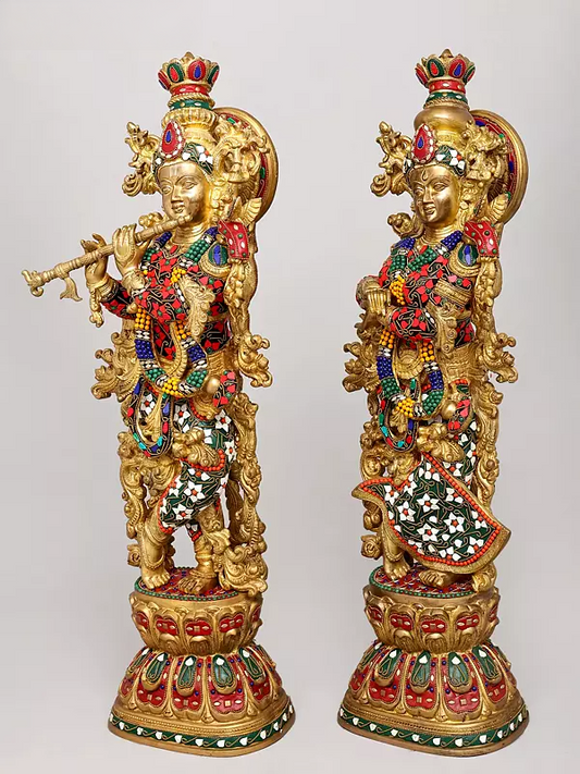 Brassaura® Brass Radha Krishna Statue | Height 29 Inches & Weight 41.80 kg