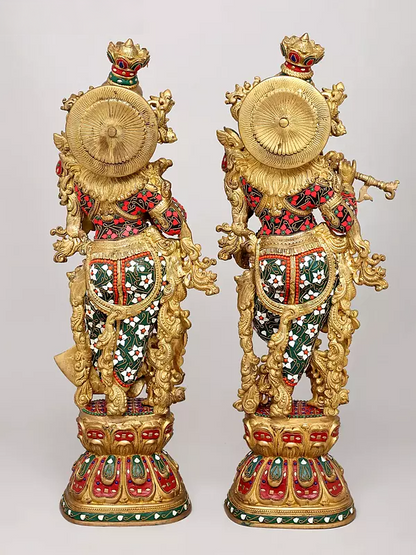 Brassaura® Brass Radha Krishna Statue | Height 29 Inches & Weight 41.80 kg