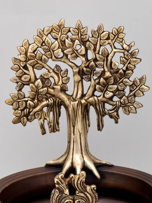 Brassaura® Decorative Brass Urli with Tree of Life | Height 14 Inches & Weight 5.42 kgs