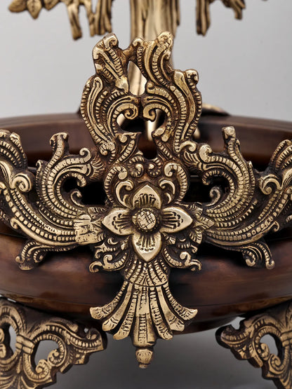 Brassaura® Decorative Brass Urli with Tree of Life | Height 14 Inches & Weight 5.42 kgs