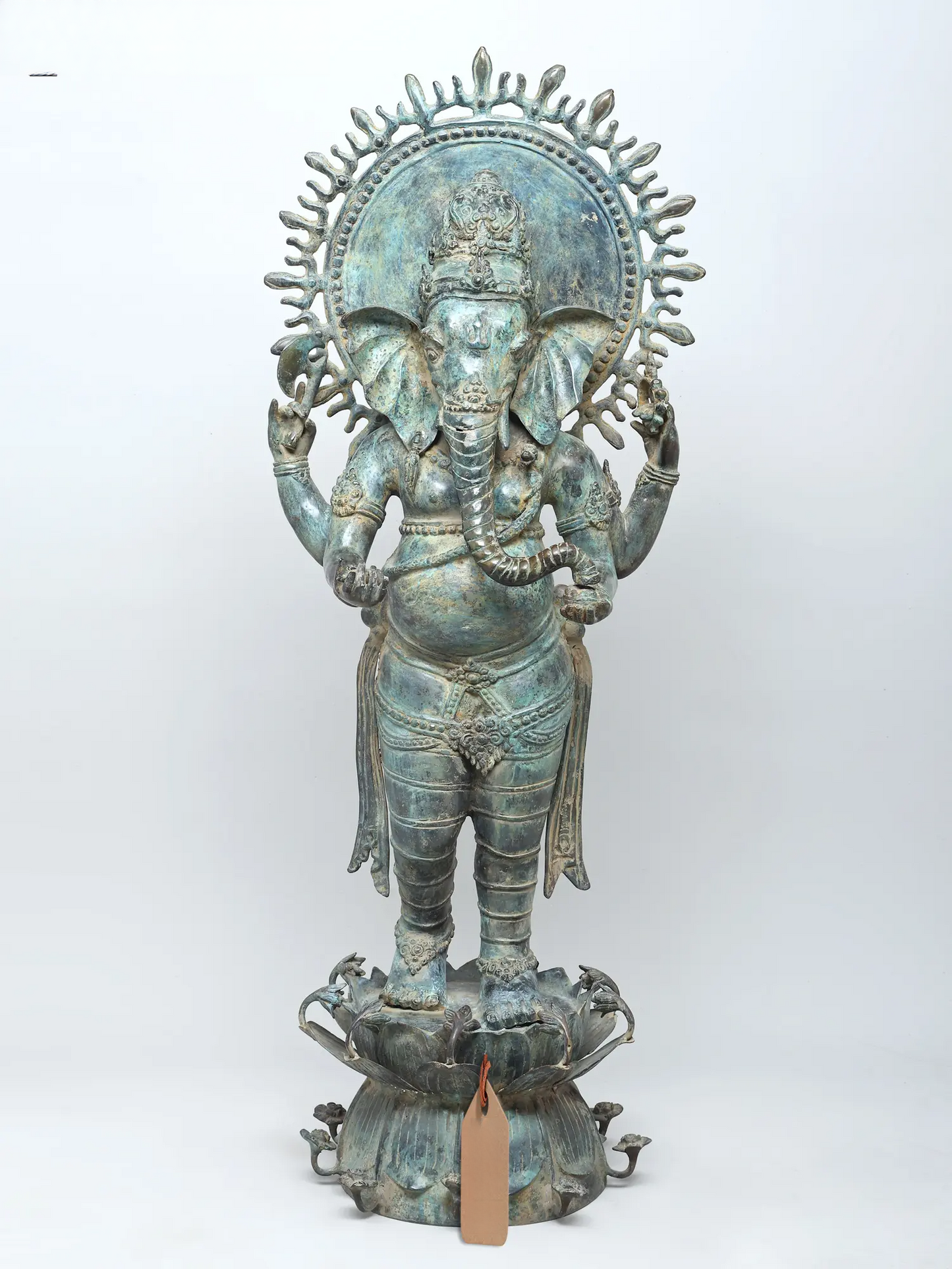 Large Standing Lord Ganesha on Lotus Pedestal | Brass Statue 41" Inch