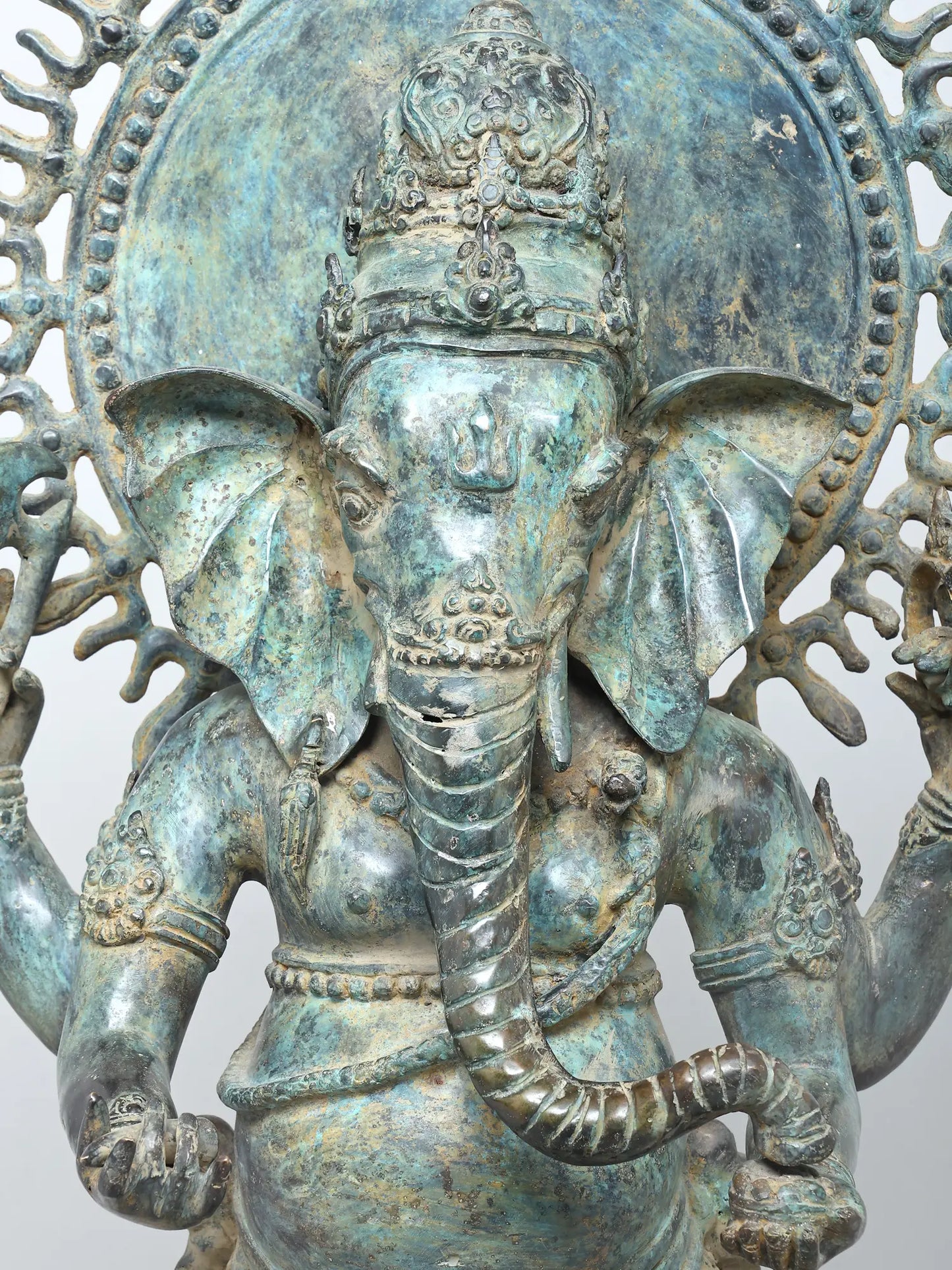 Large Standing Lord Ganesha on Lotus Pedestal | Brass Statue 41" Inch