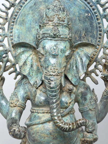 Large Standing Lord Ganesha on Lotus Pedestal | Brass Statue 41" Inch