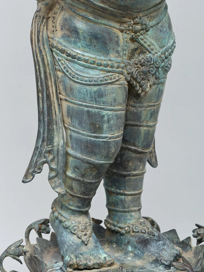 Large Standing Lord Ganesha on Lotus Pedestal | Brass Statue 41" Inch