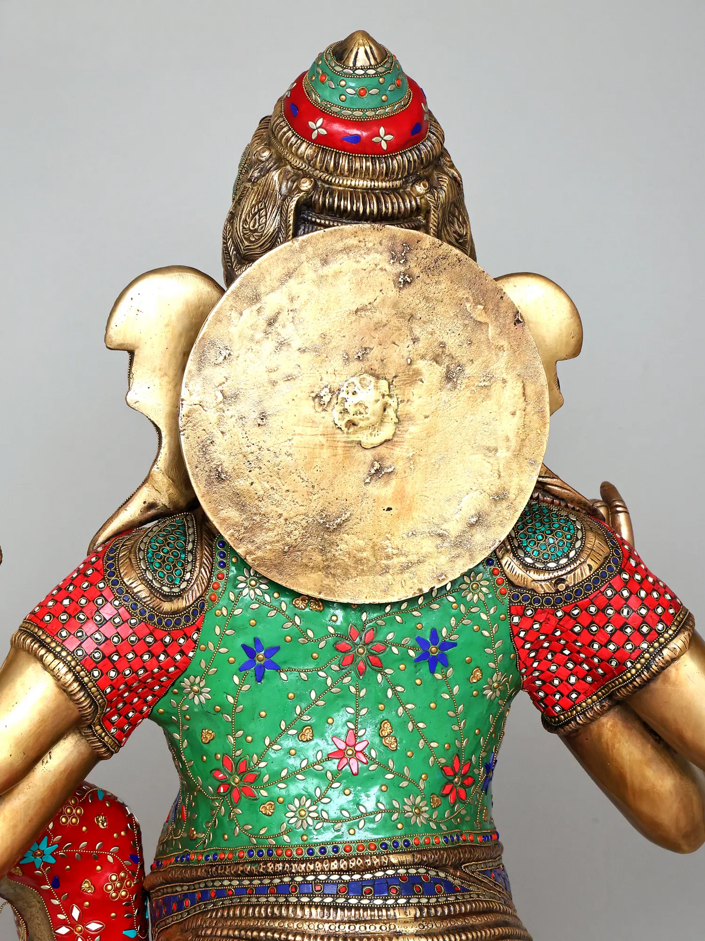Brassaura® भगवान गणेश और देवी लक्ष्मी पीतल की जड़ाऊ काम वाली मूर्ति | ऊंचाई 65 इंच और वजन 161.21 किलोग्राम