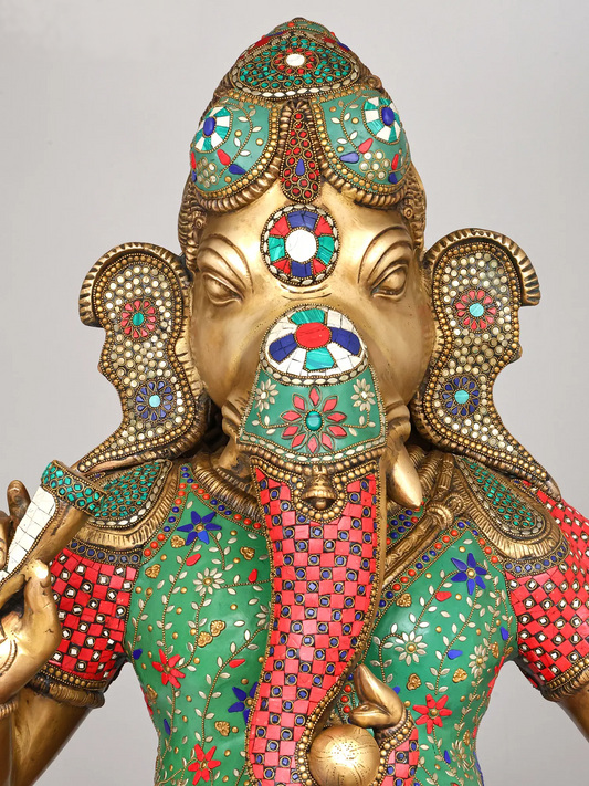 Brassaura® Large Dancing Ganesha Statue with Inlay Work | Height 65 Inches & Weight 161.21 kgs