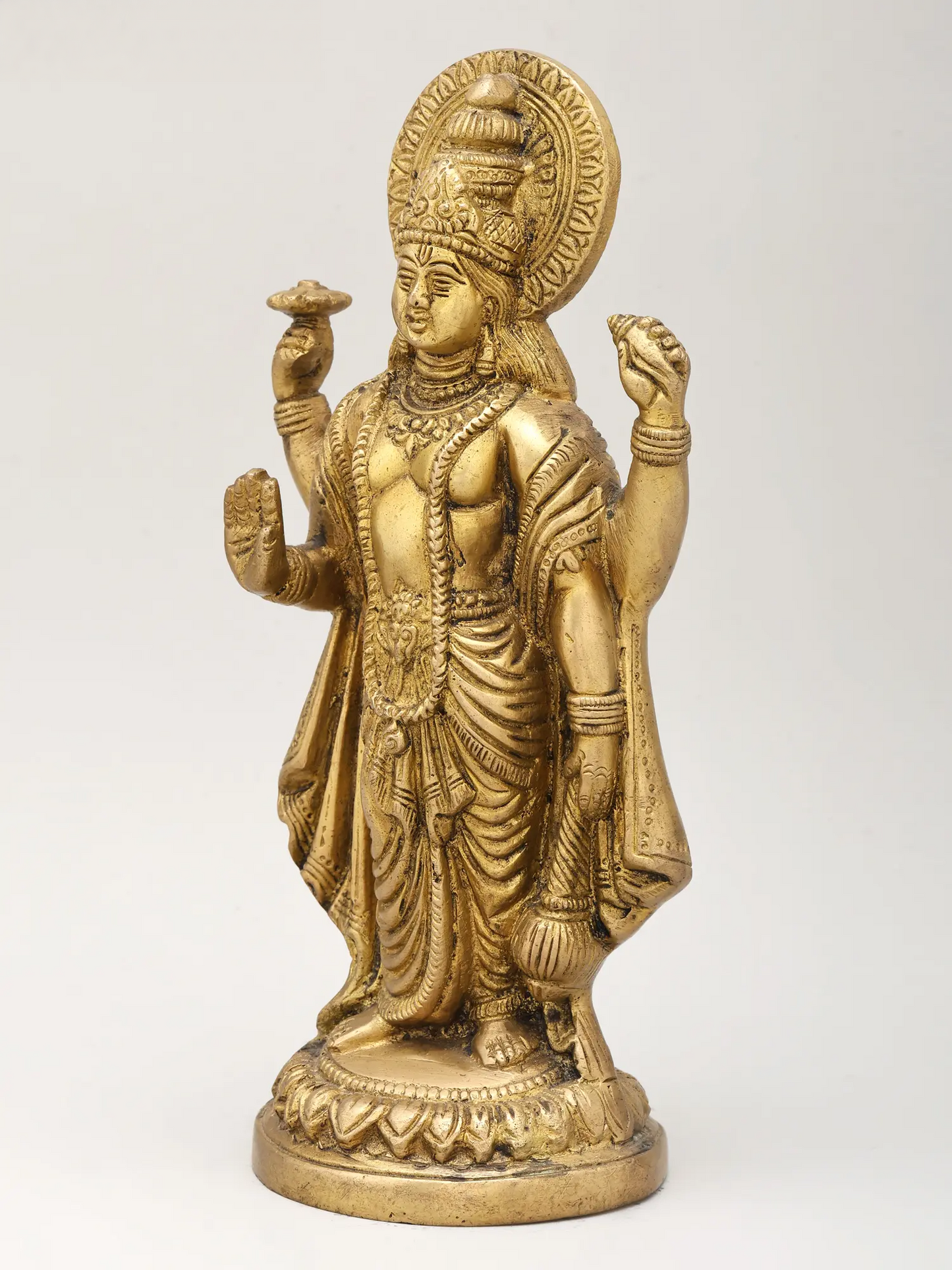 Brassaura® Brass Vishnu Statue | Height 9 Inches & Weight 2.01 kg