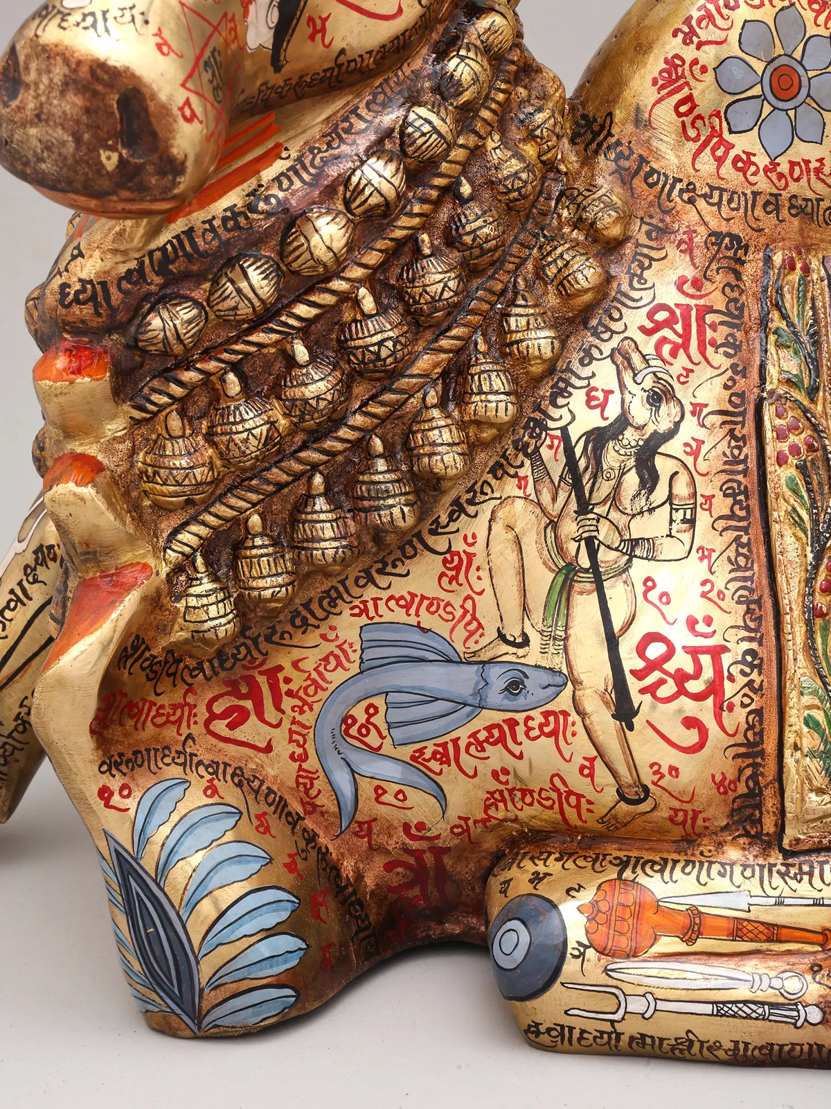 Brassaura® Nandi Sitting Idol with Multi-Color Finish | Pure Superfine Brass Handcrafted Murti | Brass Statue for Home Temple, Pooja Room | Height 17 Inches | Weight 18.57 Kgs