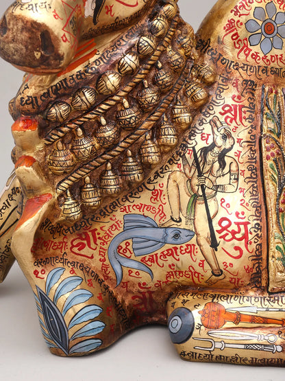 Brassaura® Nandi Sitting Idol with Multi-Color Finish | Pure Superfine Brass Handcrafted Murti | Brass Statue for Home Temple, Pooja Room | Height 17 Inches | Weight 18.57 Kgs