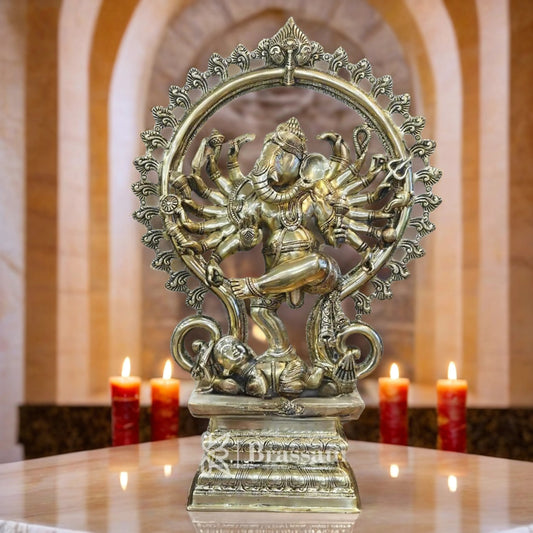 Brassaura™ Brass Natraj Ganesha Statue for Home and Decor | Weight 21 Kgs | Height 25 Inches