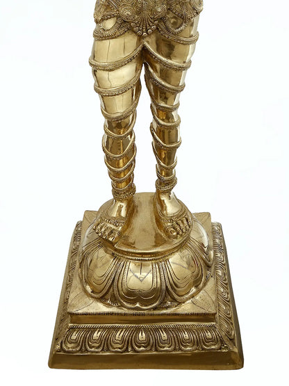 Brassaura® Brass Welcome Lady Statue | Height 51 Inches & Weight 50.28 kg