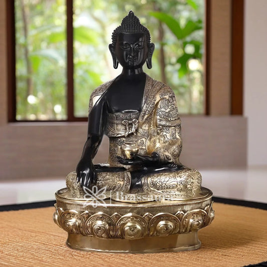 Brass Buddha For Home And Décor Weight 53.020 kg Height 33 Inch