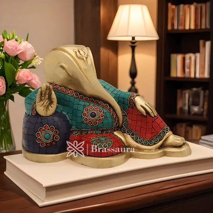 Brassaura™ Brass Ganesha Idol for Home Temple & Pooja Décor | Height 6 Inches & Weight 3.6 Kgs