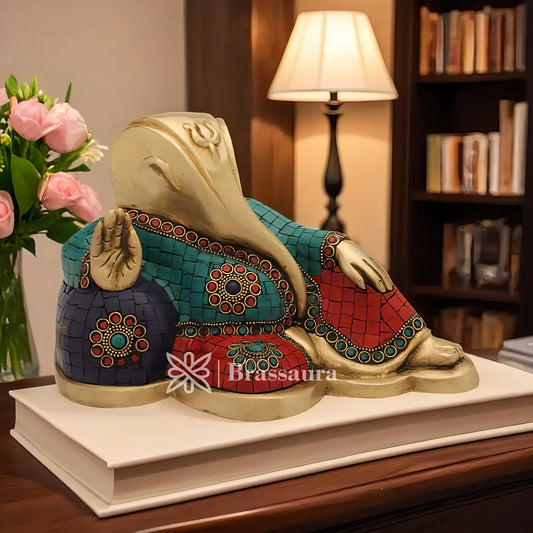 Brassaura™ Brass Ganesha Idol for Home Temple & Pooja Décor | Height 6 Inches & Weight 3.6 Kgs