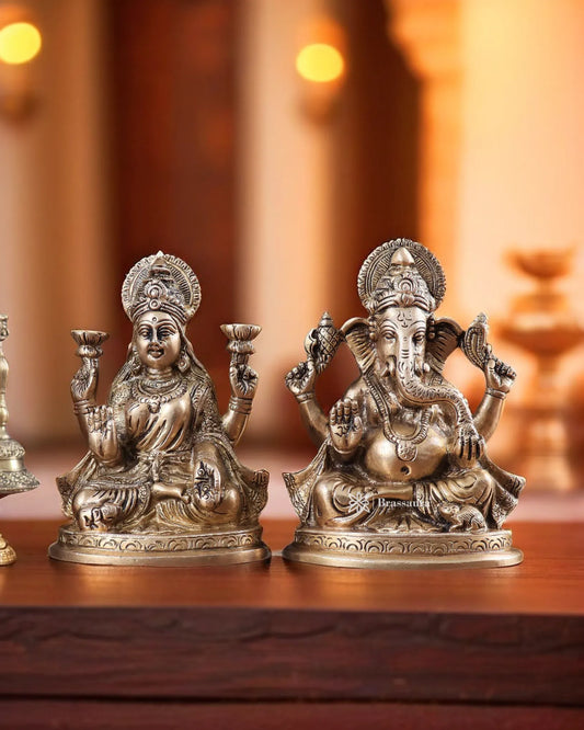 Brass Artistic Lakshmi Ganesh Height 6 Inches & Weight 2.6 Kg