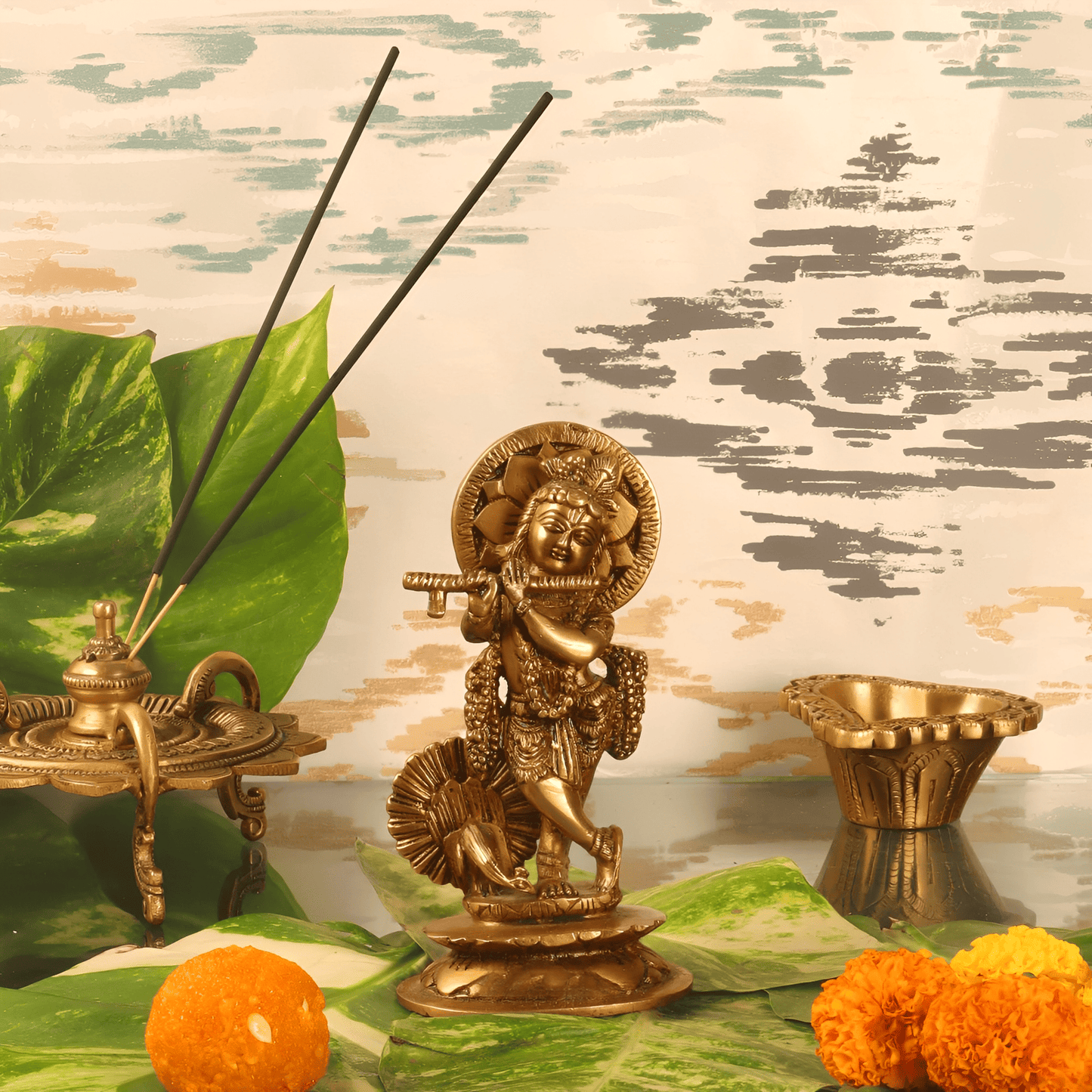 Brassaura™ Muralidhar Krishna Brass Idol | Pure Brass | Height 14.5 cm & Weight 0.83 Kg