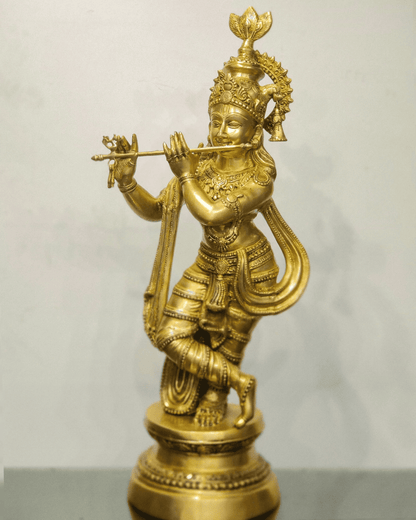 Brassaura™ Large Lord Krishna Brass Statue | Matte Finish | Height 36 Inches & Weight 26 Kgs