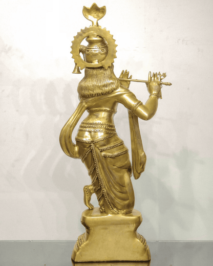 Brassaura™ Large Lord Krishna Brass Statue | Matte Finish | Height 36 Inches & Weight 26 Kgs