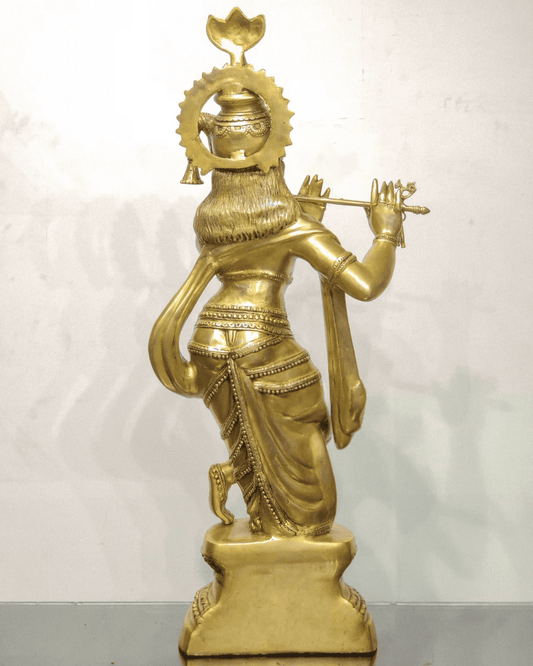 Brassaura™ Large Lord Krishna Brass Statue | Matte Finish | Height 36 Inches & Weight 26 Kgs