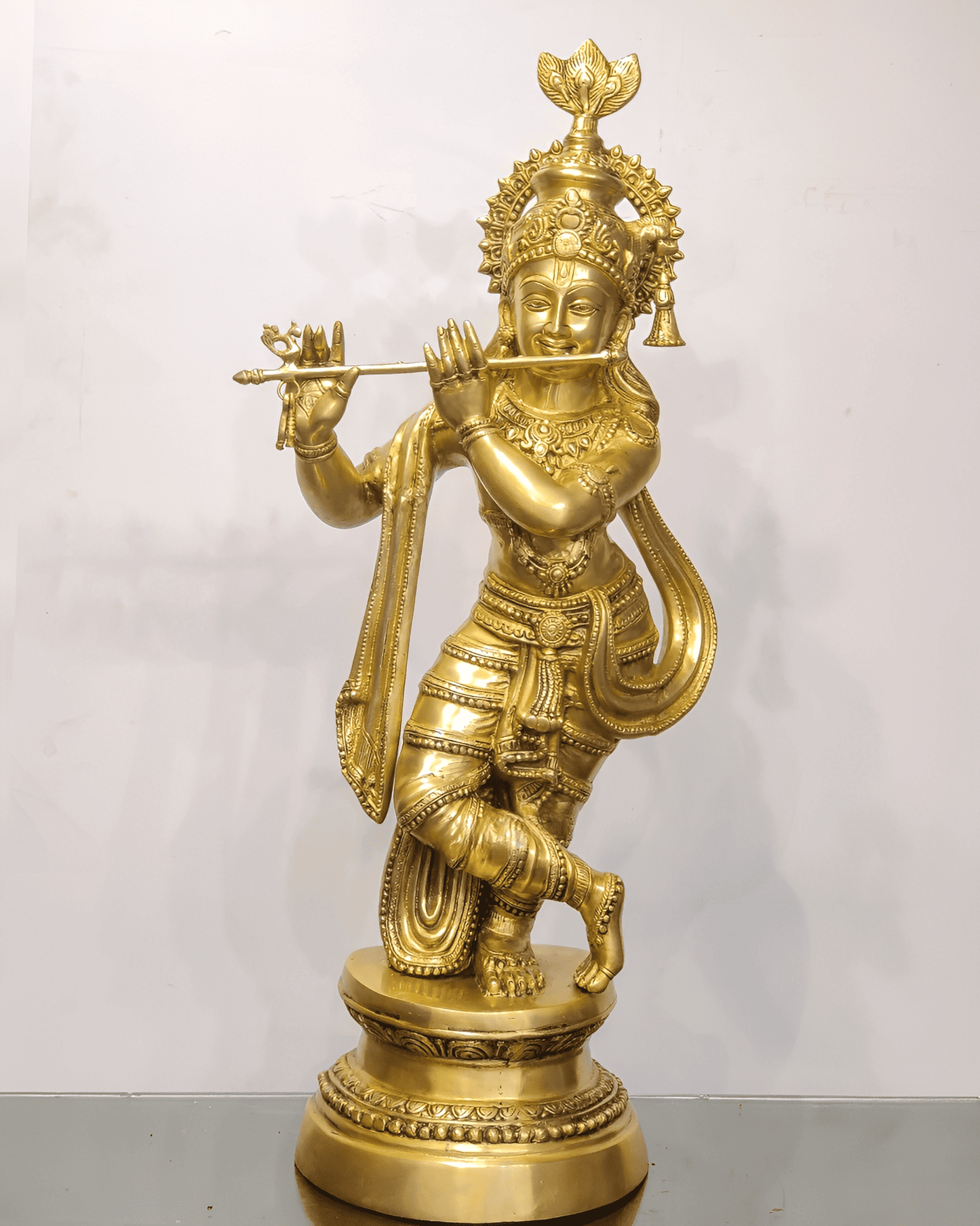 Brassaura™ Large Lord Krishna Brass Statue | Matte Finish | Height 36 Inches & Weight 26 Kgs
