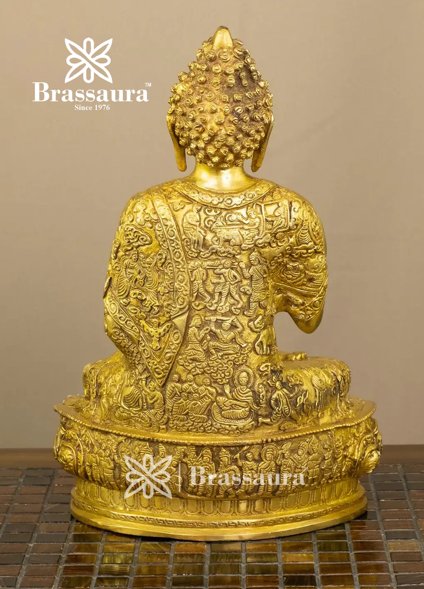 Brass Buddha For Home And Décor Weight 4.6 kg Height 12.5 Inch