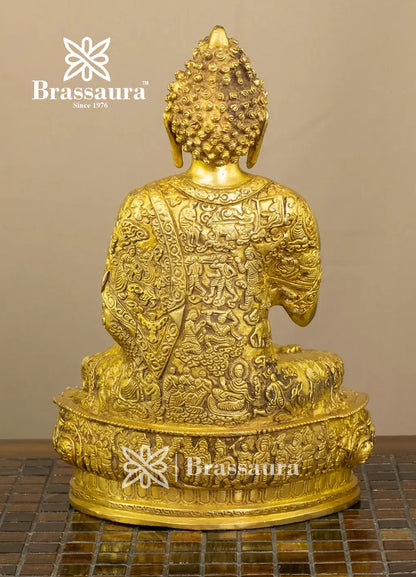 Brass Buddha For Home And Décor Weight 4.6 kg Height 12.5 Inch