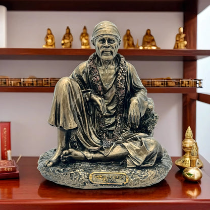 Brassaura™ Resin Sai Baba Statue – Height 6 Inches & Weight 1.5 Kgs | Graceful Handcrafted Idol for Spiritual Ambience