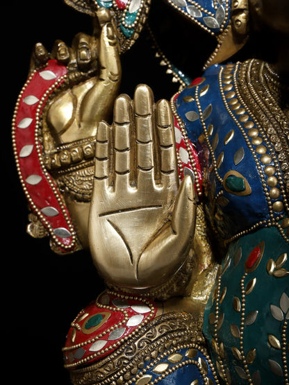 Brassaura™ Grand Seated Ganesha with Ornate Arch & Meenakari Inlay | Height 22 Inches & Weight 29.95 kgs