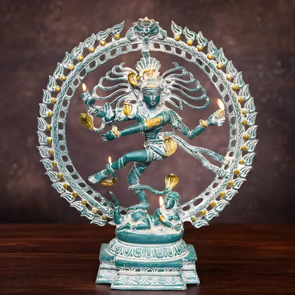 Brassaura™ Fine Brass Lord Shiva Nataraja Statue | Handcrafted Cosmic Dance Idol | Weight 10 Kgs | Height 20 Inches
