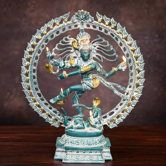Brassaura™ Fine Brass Lord Shiva Nataraja Statue | Handcrafted Cosmic Dance Idol | Weight 10 Kgs | Height 20 Inches
