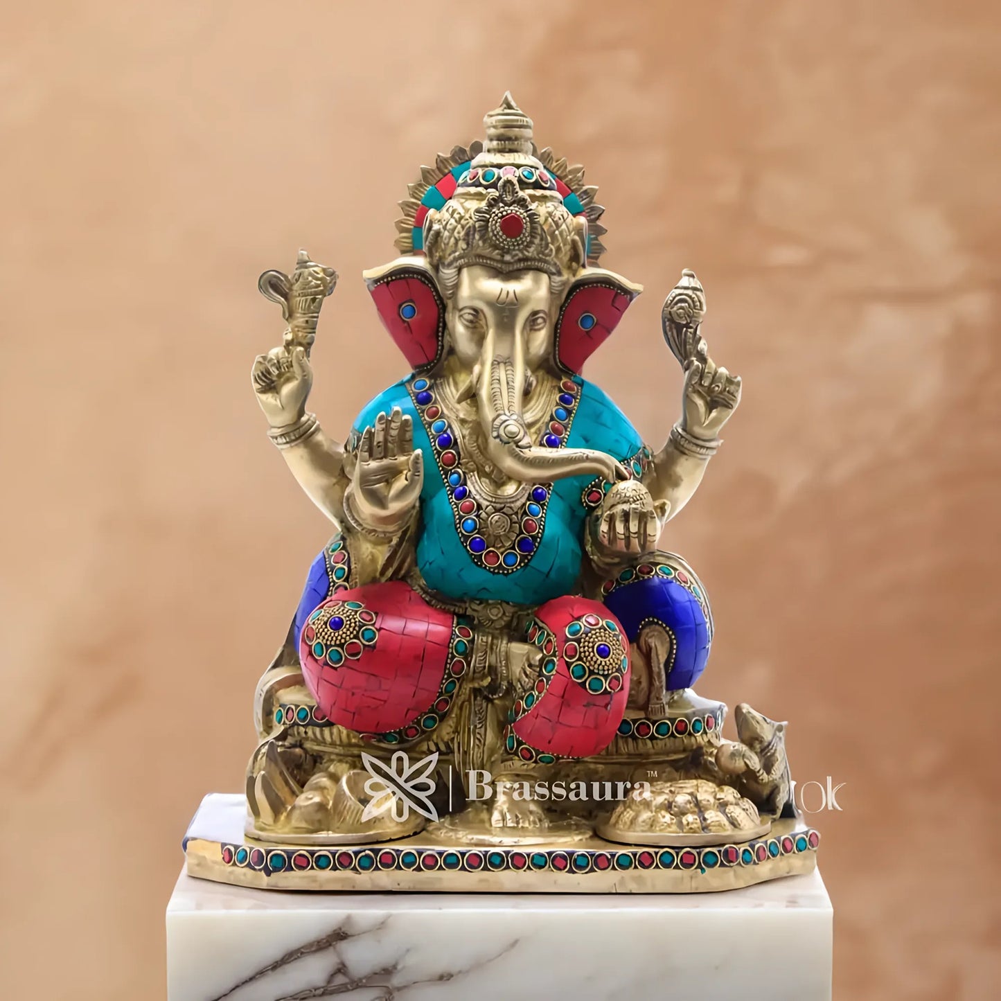 Brassaura™ Brass Ganesha Statue – “Pathfinder of Success” | Height 12 Inches & Weight 10 Kgs