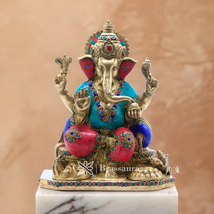 Brassaura™ Brass Ganesha Statue – “Pathfinder of Success” | Height 12 Inches & Weight 10 Kgs