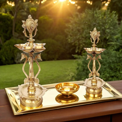Brass Vishnu Shankh Deepam, Diya For home Decor Height 5.5 inches & Weight 3.1 kg