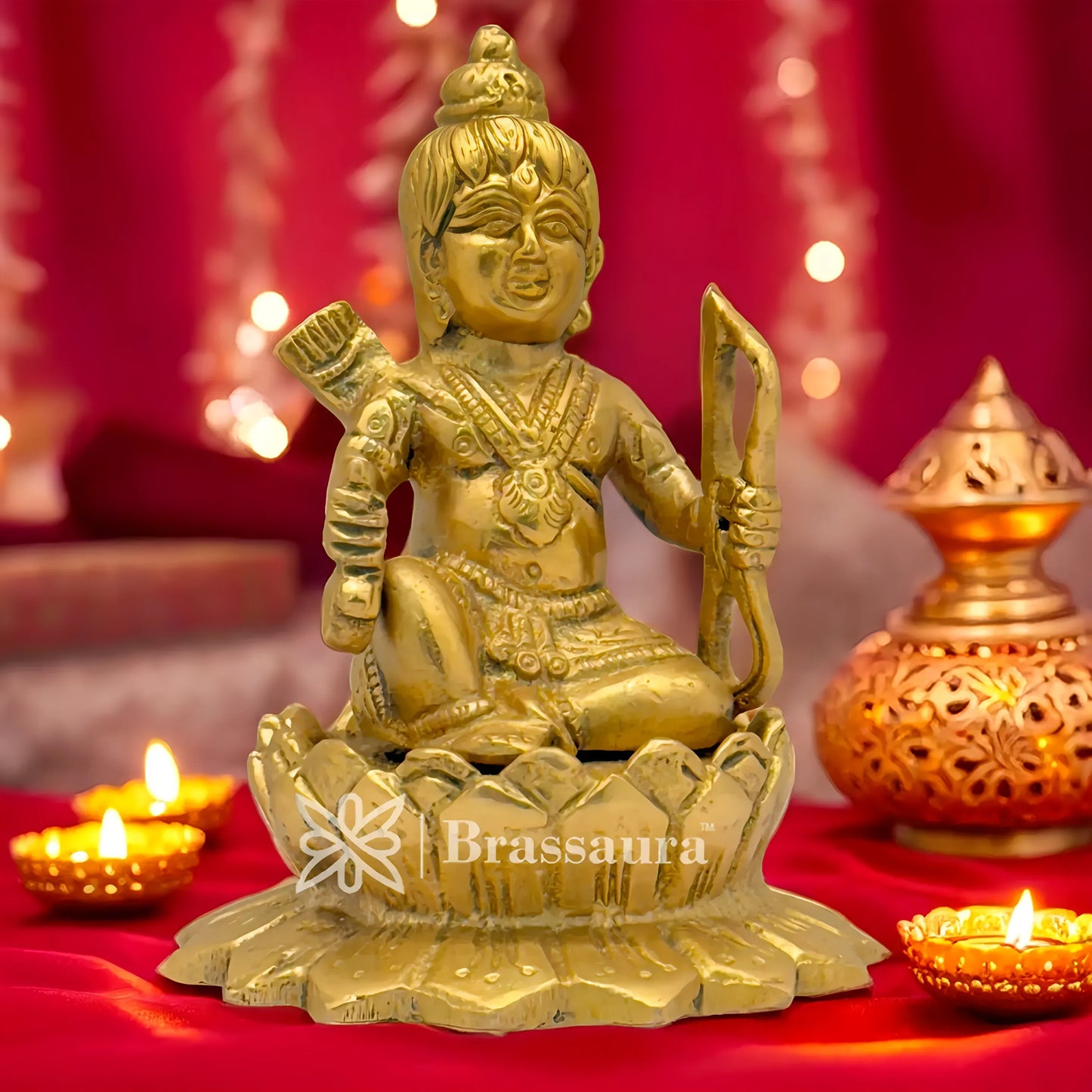 Brassaura™ Brass Ram Lalla – Height 5.2 Inches & Weight 1.2 Kgs | Artistic Spiritual Accent