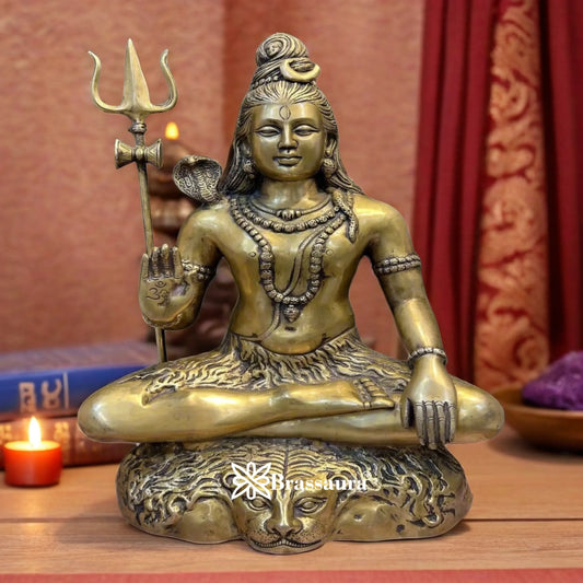 Brassaura™ Decorative Brass Shiva Statue – Height 23 Inches & Weight 17.5 Kgs | Spiritual Idol for Home Décor