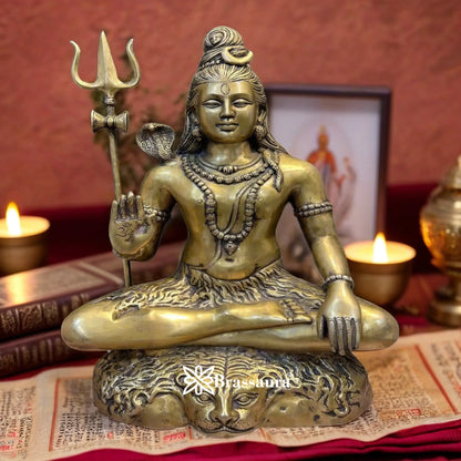 Brassaura™ Decorative Brass Shiva Statue – Height 23 Inches & Weight 17.5 Kgs | Spiritual Idol for Home Décor