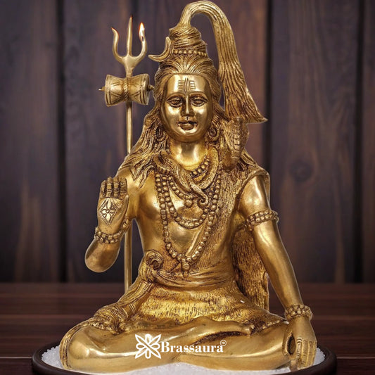 Brassaura™ Brass Lord Shiva Sculpture – Height 12 Inches & Weight 5 Kgs | Hindu Puja Idol