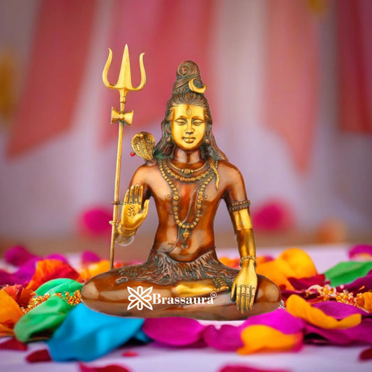 Brassaura™ Premium Brass Shiva Idol – Height 20 Inches & Weight 12 Kgs | Traditional Temple Statue