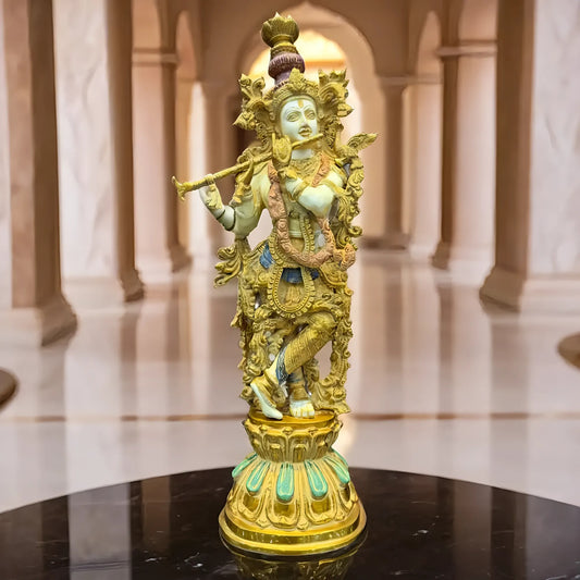 Brassaura® Brass Krishna Statue | Height 19 Inches