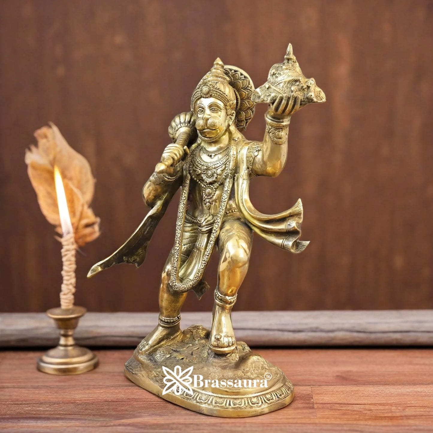 Brassaura™ Handcrafted Brass Hanuman Murti – Height 27 Inches & Weight 25.5 Kgs | Festive Use