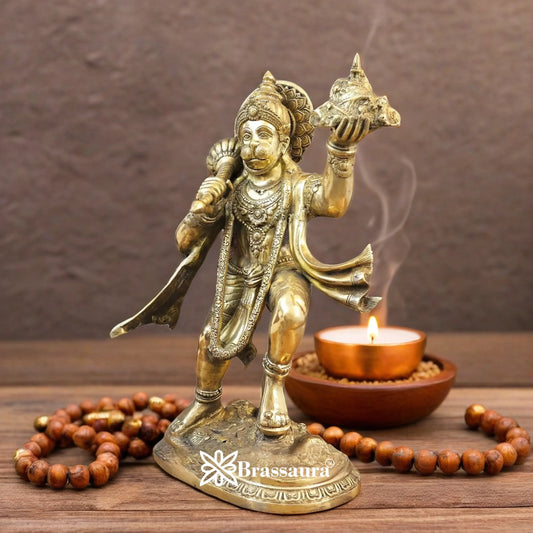 Brassaura™ Handcrafted Brass Hanuman Murti – Height 27 Inches & Weight 25.5 Kgs | Festive Use