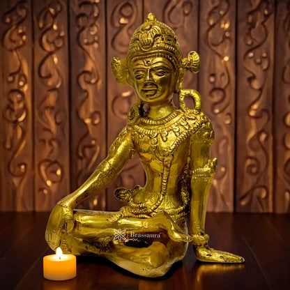 Brassaura™ Brass Indra Dev Idol – Height 6.8 Inches & Weight 0.88 Kgs | Handcrafted Spiritual Art