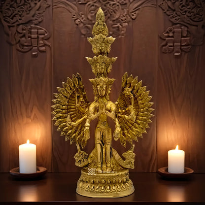 Brassaura™ Brass Tara Devi Murti | Handcrafted Brass Idol for Home Décor | Height 9.8 Inches (25 cm) & Weight 1.33 Kgs