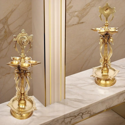 Brass Vishnu Shankh Deepam, Diya For home Decor Height 5.5 inches & Weight 3.1 kg