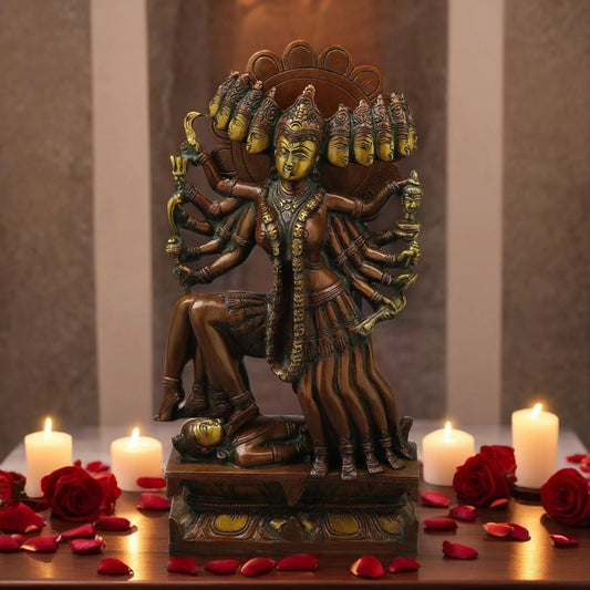 Brassaura™ Kaali Maa Brass Statue – 8.16kg | 8" Length x 4" Width – Powerful Handcrafted Idol