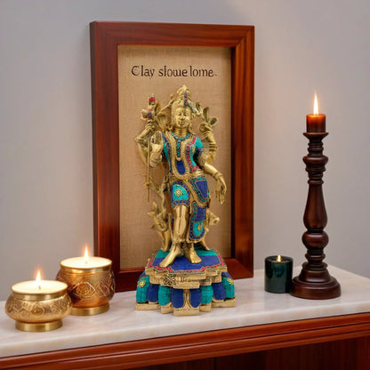 Brass Gem Stone Work Ardhnarewswar Murti for Home and Decor Height 46 cm Weight 9.9 Kg