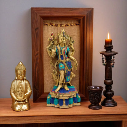 Brass Gem Stone Work Ardhnarewswar Murti for Home and Decor Height 46 cm Weight 9.9 Kg