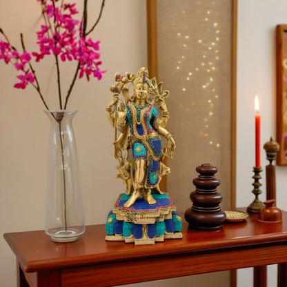 Brass Gem Stone Work Ardhnarewswar Murti for Home and Decor Height 46 cm Weight 9.9 Kg