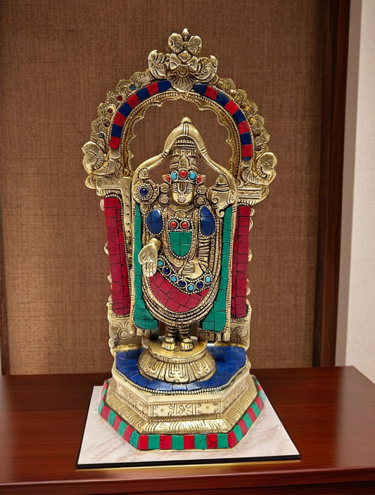 Brassaura™ Brass Bala Ji Gem Stone Work Statue Religious and Spirituality